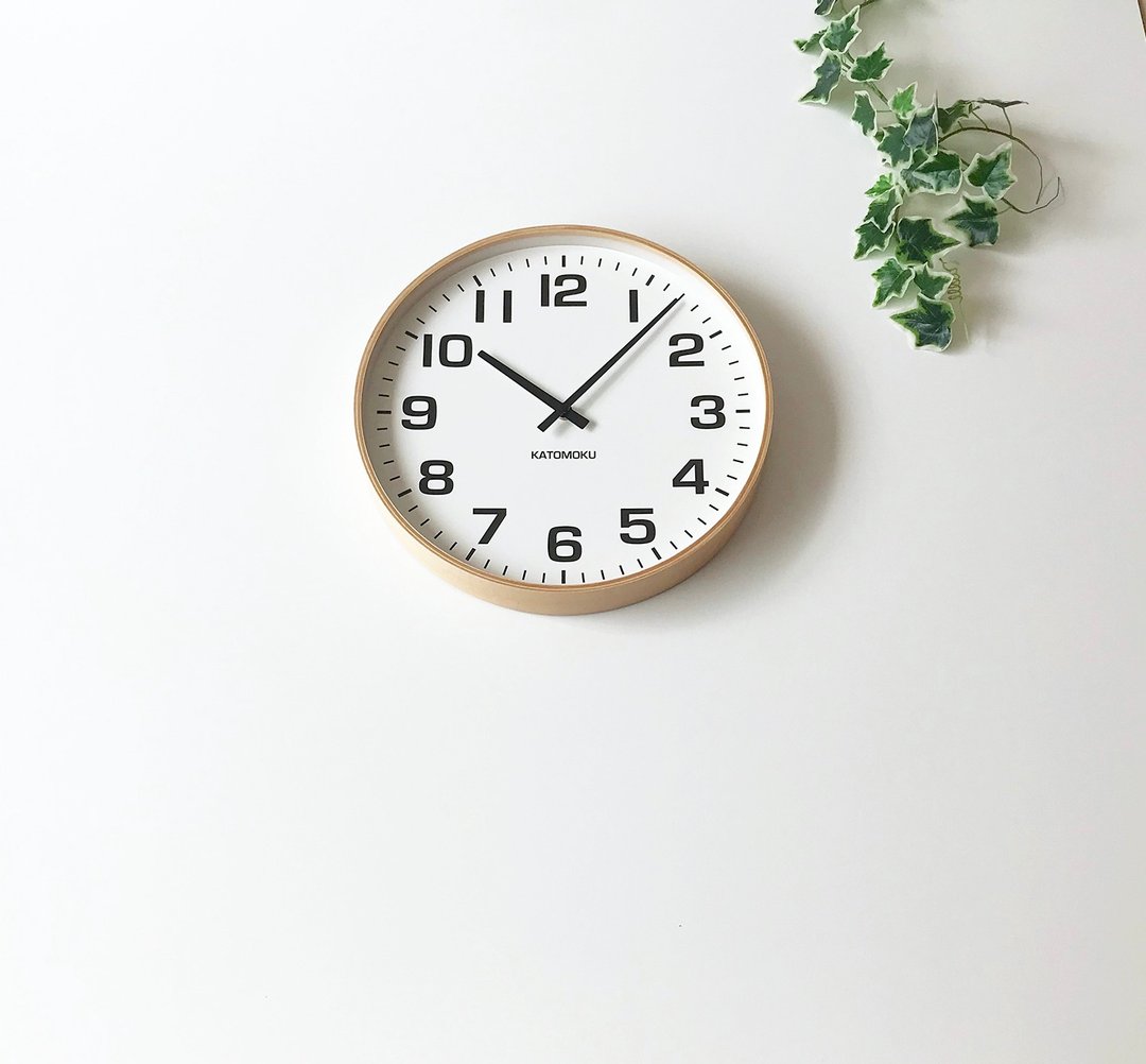 KATOMOKU plywood clock 15 自然色 (km-92NA) 挂钟  日本制造 - 时钟/闹钟 - 木头 卡其色