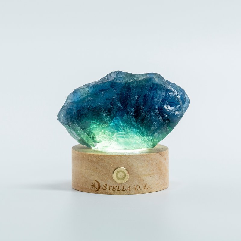 蓝绿萤石水晶原矿 赠LED原木灯座 D36901-SN9809 - 其他 - 水晶 蓝色