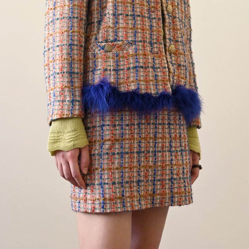 【NaSuBi Vintage】Upcycling混纺花呢古着套装 - 女装休闲/机能外套 - 羊毛 粉红色