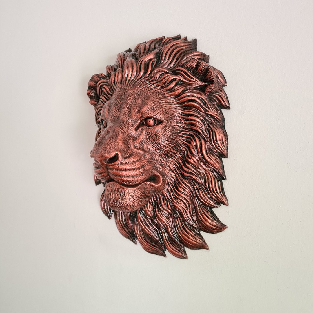 Large Lion Head Wall Art Decor | Faux Taxidermy Copper Lion Head | - 墙贴/壁贴 - 树脂 红色