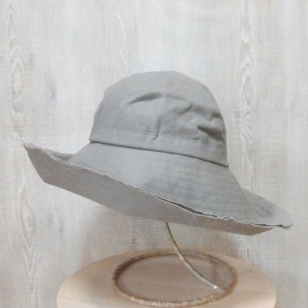 Wide Brim hat Even though casual feeling happy round calibration Perrine (brim wide hat) (PL1218LightBeige) - 帽子 - 棉 灰色