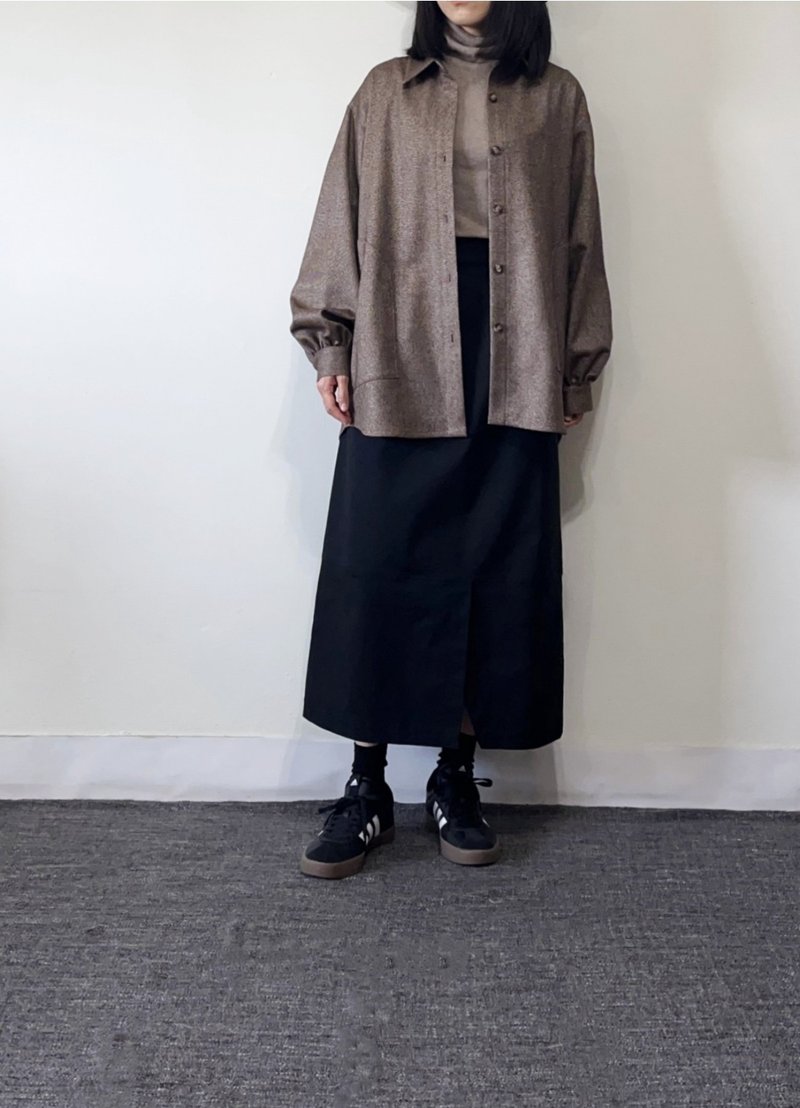 斜纹可可色 衬衫 - 女装衬衫 - 聚酯纤维 咖啡色