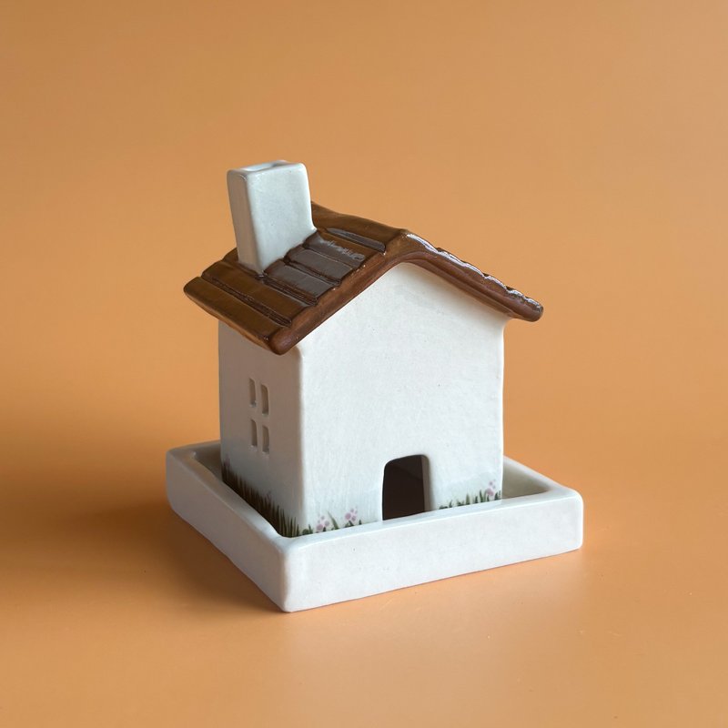 陶瓷屋香炉 - 花瓶/陶器 - 陶 白色