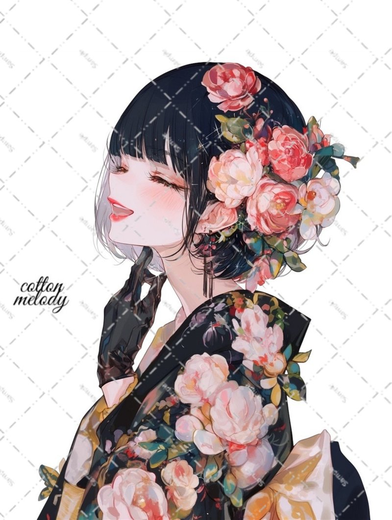 original sticker no.6190 人物贴纸 原创贴纸 人物贴纸 女孩贴纸 原创人物贴纸 - 贴纸 - 纸 