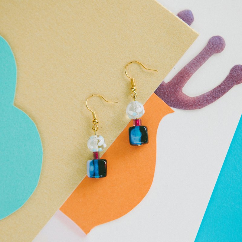 雪花球 - 针式/夹式耳环 - 耳环/耳夹 - 玻璃 蓝色