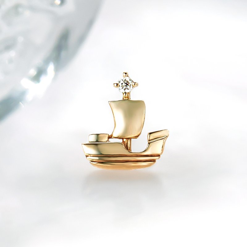 【Solo Earring】 18K/10K 帆船单边耳环 (黄金) - 耳环/耳夹 - 贵金属 