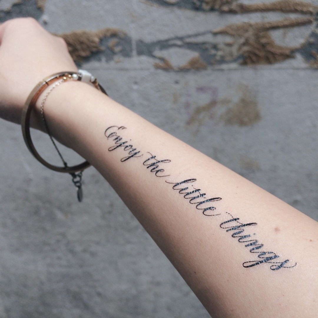 cottontatt // Enjoy the little things // 手写书法 纹身贴纸 - 纹身贴 - 其他材质 黑色