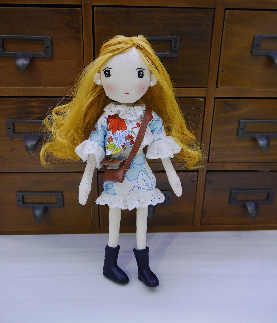 Handmade Girl in Trendy Flora Set - 玩偶/公仔 - 棉．麻 橘色