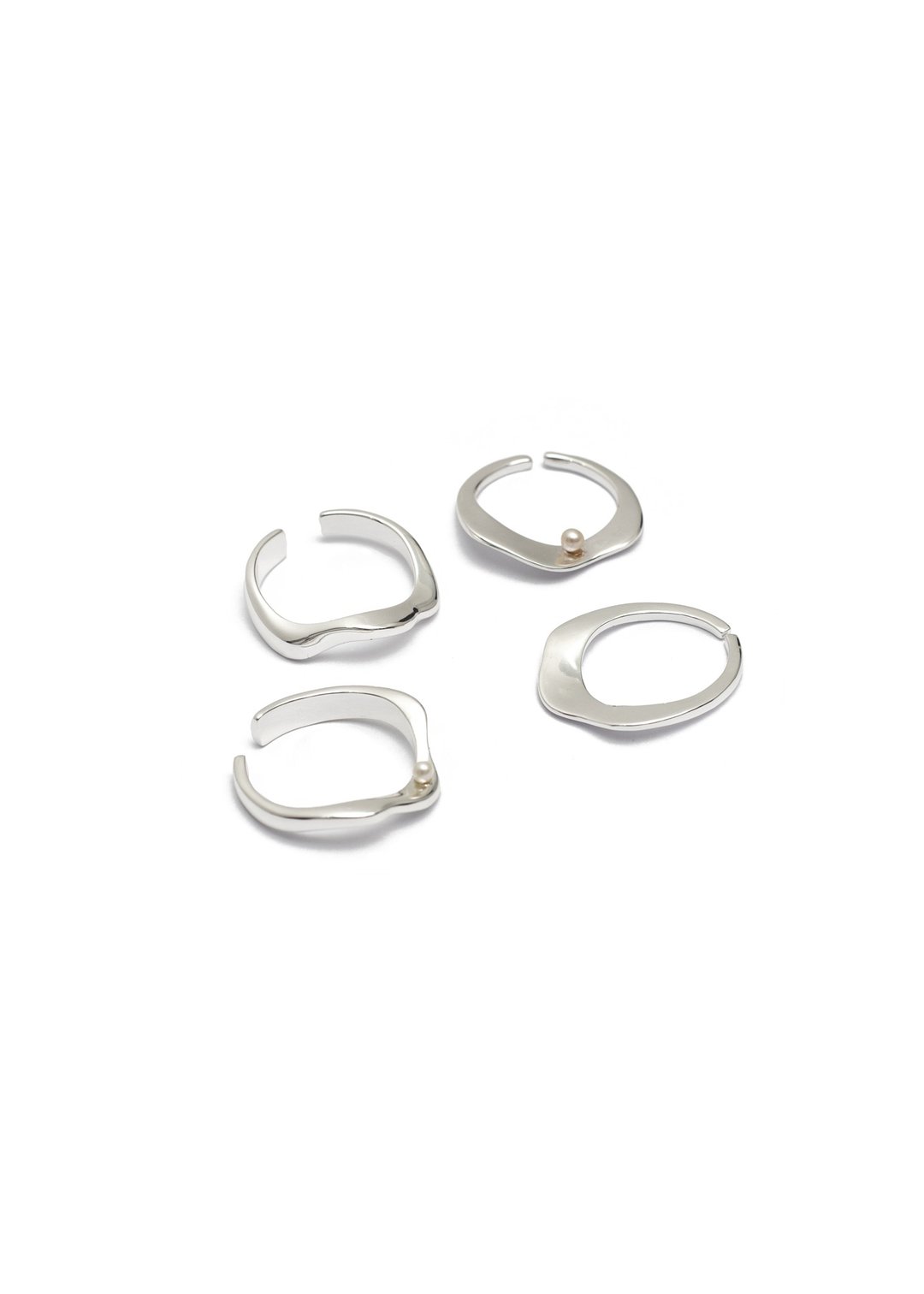 001.RING+001.PEARL RING (Silver) 戒指/耳挂 - 戒指 - 铜/黄铜 银色