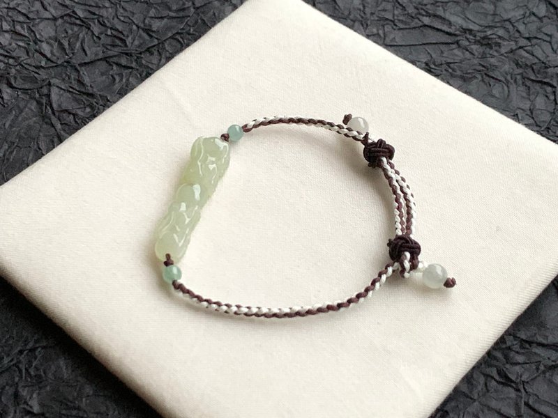 快速出货 天然缅甸玉翡翠 玉兔 编织款手链 送礼 开运 贵人 兔 - 手链/手环 - 玉石 多色