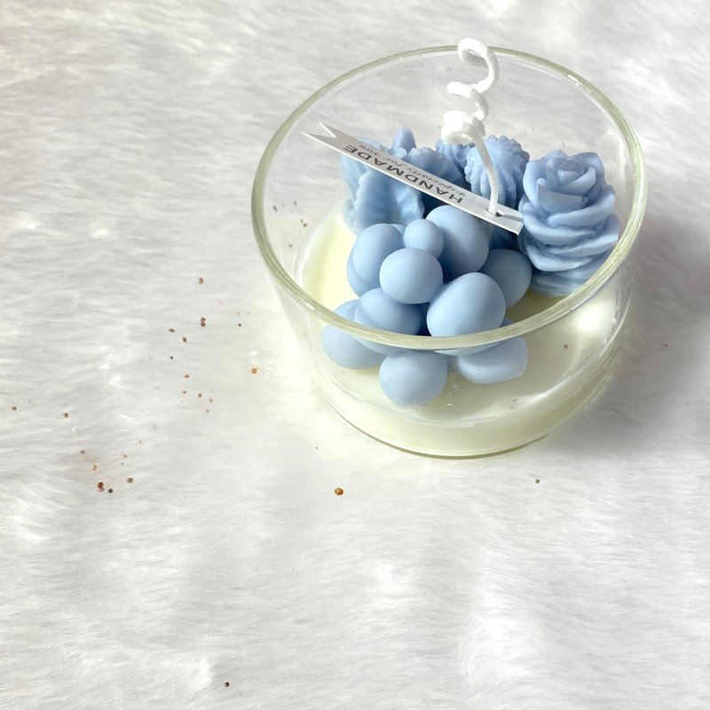 多肉植物蜡烛盆栽| 淡淡好运来 - 蜡烛/烛台 - 蜡 蓝色