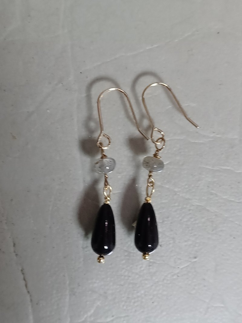 拉长石水滴珠耳环 - 耳环/耳夹 - 半宝石 