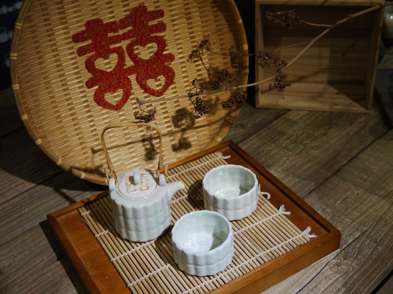 【台客蓝】见囍壶组 一壶+二杯 - 茶具/茶杯 - 陶 