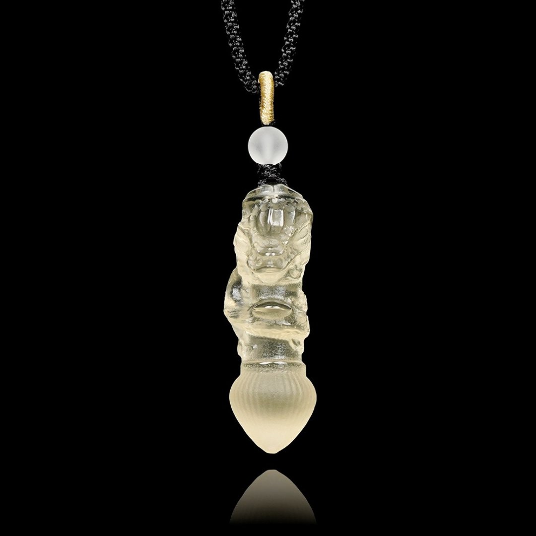 【正佳珠宝】黄水晶 柠檬黄 盘龙文昌笔 10.9g 黄水晶吊坠 - 项链 - 半宝石 多色