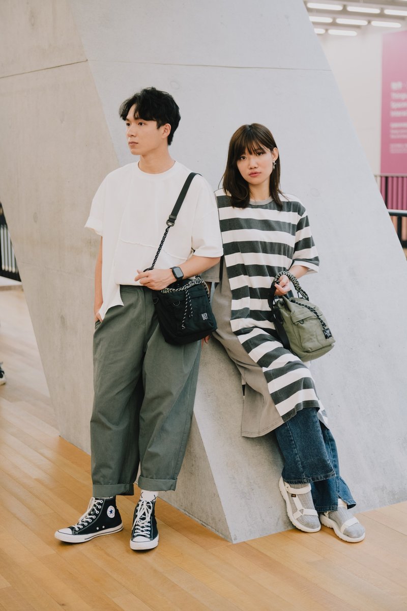 手工挂绳索口袋 - 束口袋双肩包 - 尼龙 