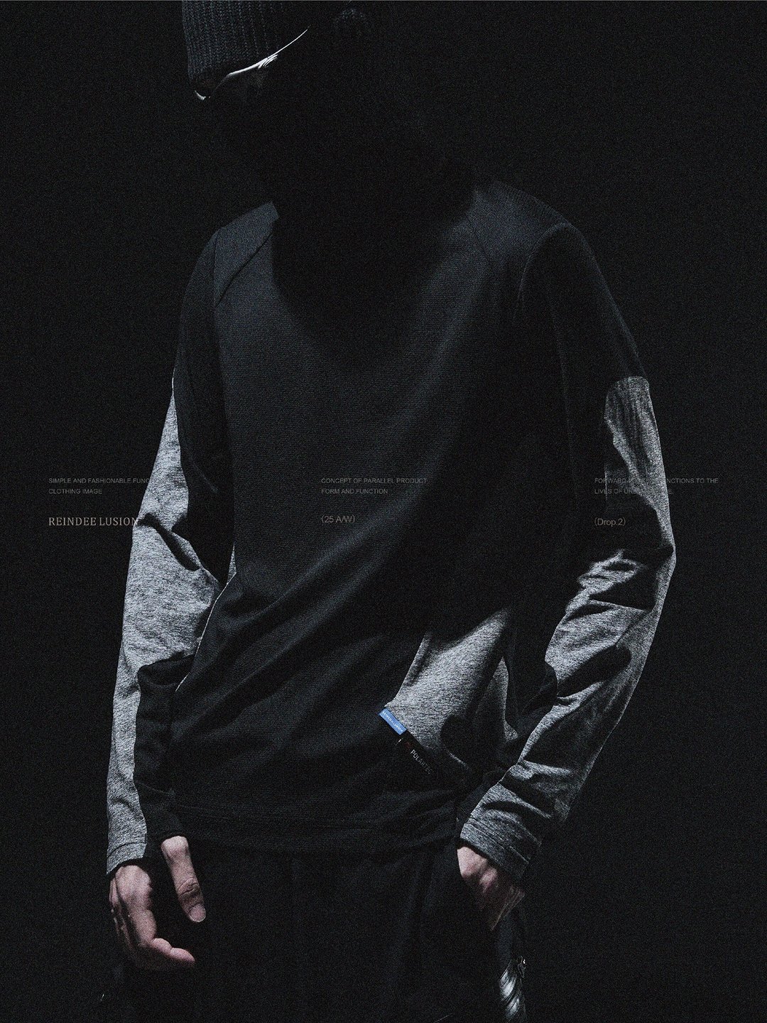 POLARTEC-Delta速干蛇鳞纹圆领套指长袖T恤 - 男装上衣/T 恤 - 其他材质 黑色