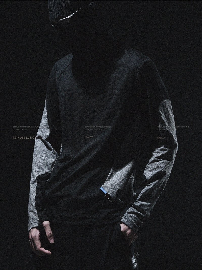 POLARTEC-Delta速干蛇鳞纹圆领套指长袖T恤 - 男装上衣/T 恤 - 其他材质 黑色
