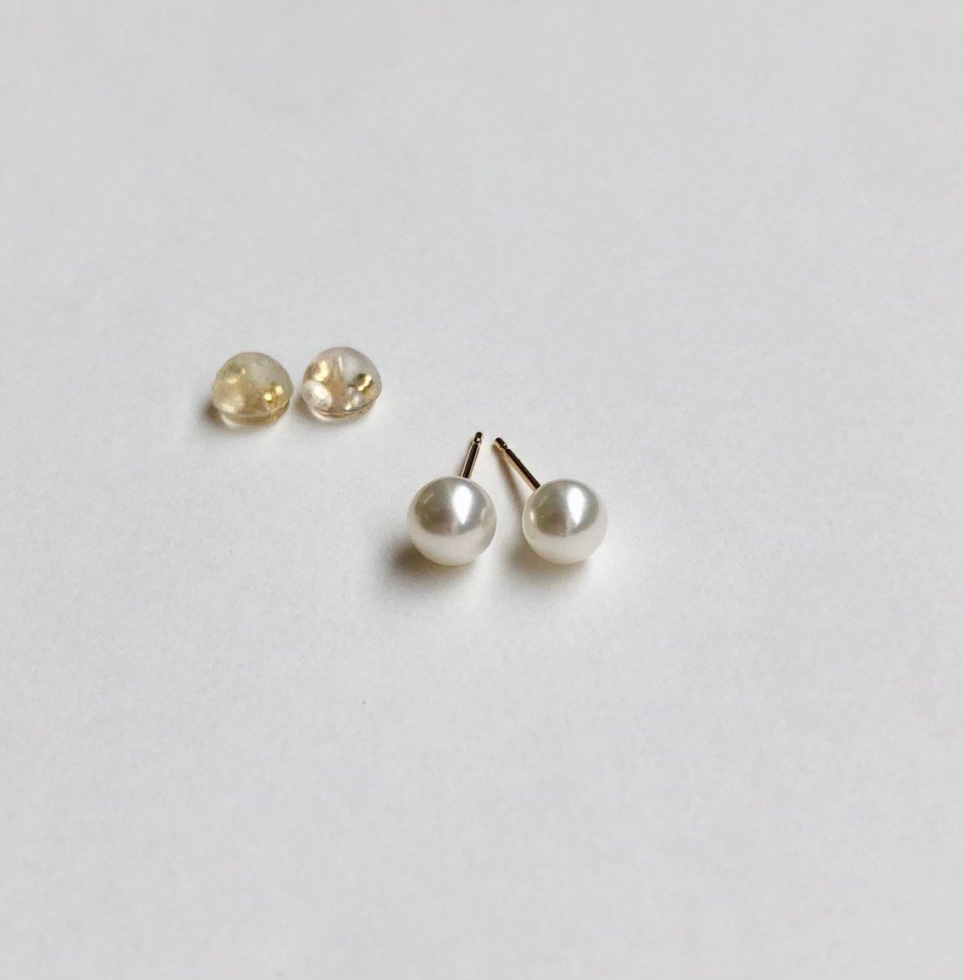 アコヤ珍珠耳环 750 K18 - 耳环/耳夹 - 珍珠 白色