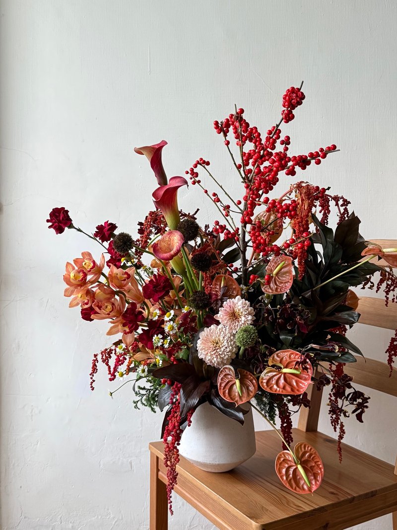 新年盆花 开幕花礼 艹心2026华丽款 - 摆饰 - 植物．花 红色