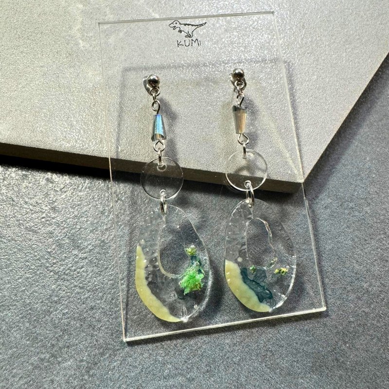 不规则干燥花耳环 - 耳环/耳夹 - 其他材质 绿色