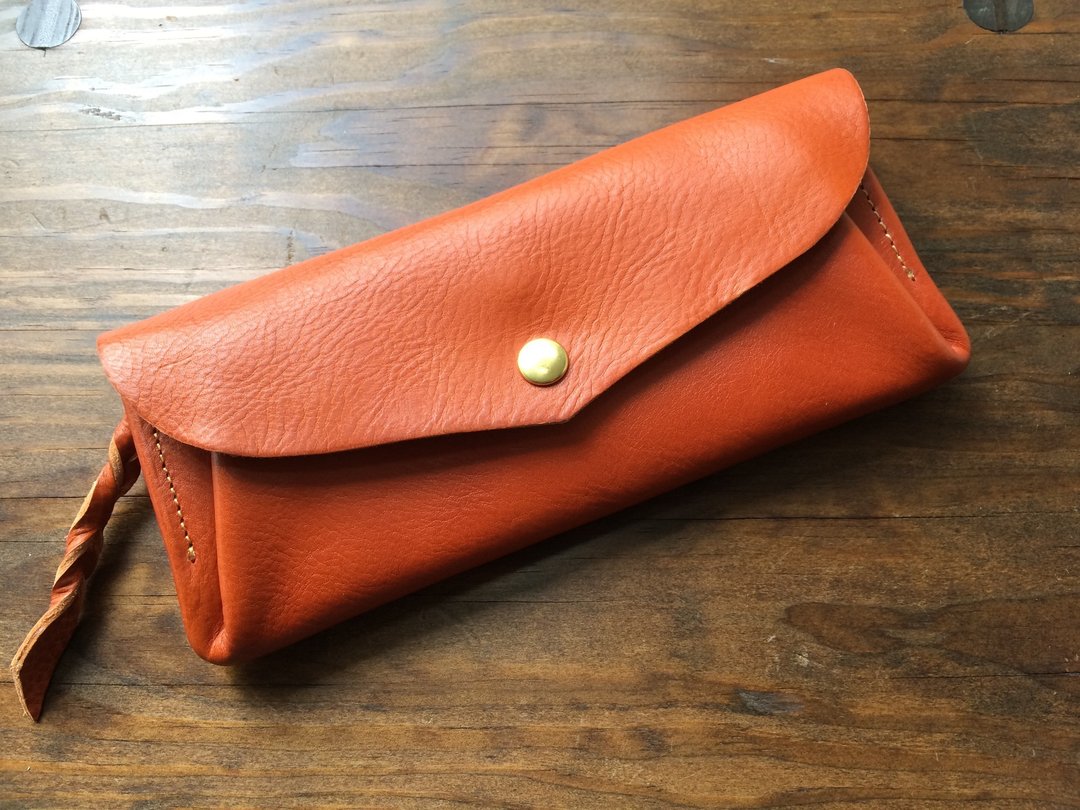 Italian leather * 8 cards long wallet "series-envelope" terracotta Brown - 皮夹/钱包 - 真皮 橘色