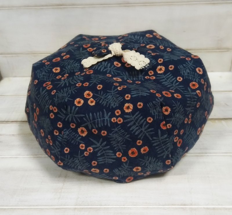 粉橘色小碎花图纹蝴蝶结贝蕾帽 - 帽子 - 棉．麻 多色