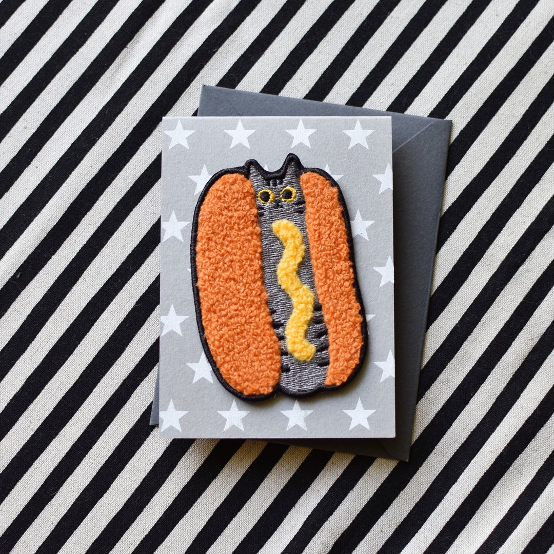卡片/绣片两用 毛毛 HOT CAT 绣片卡 虎斑猫屁屁款 - 卡片/明信片 - 纸 灰色