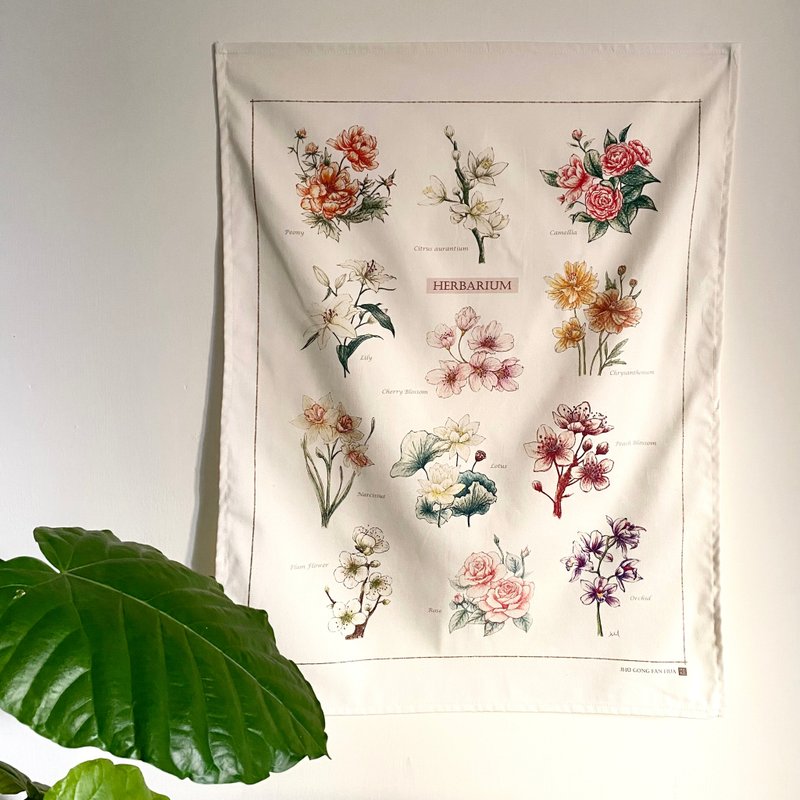 春季绽放植花 图鉴挂布 - 海报/装饰画/版画 - 棉．麻 