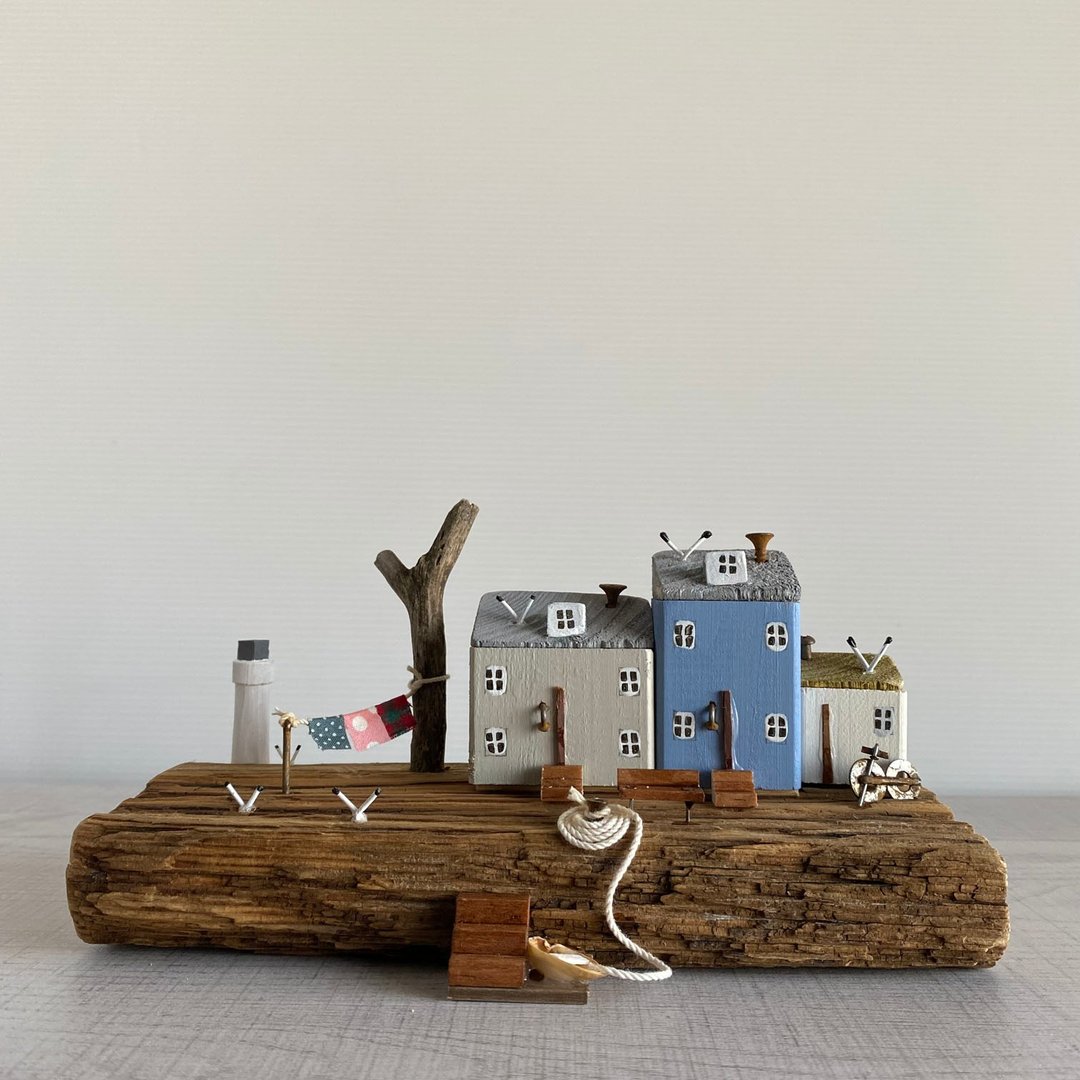Driftwood Interior-Shiosai and Seagulls-W361-Minatomachi - 摆饰 - 木头 