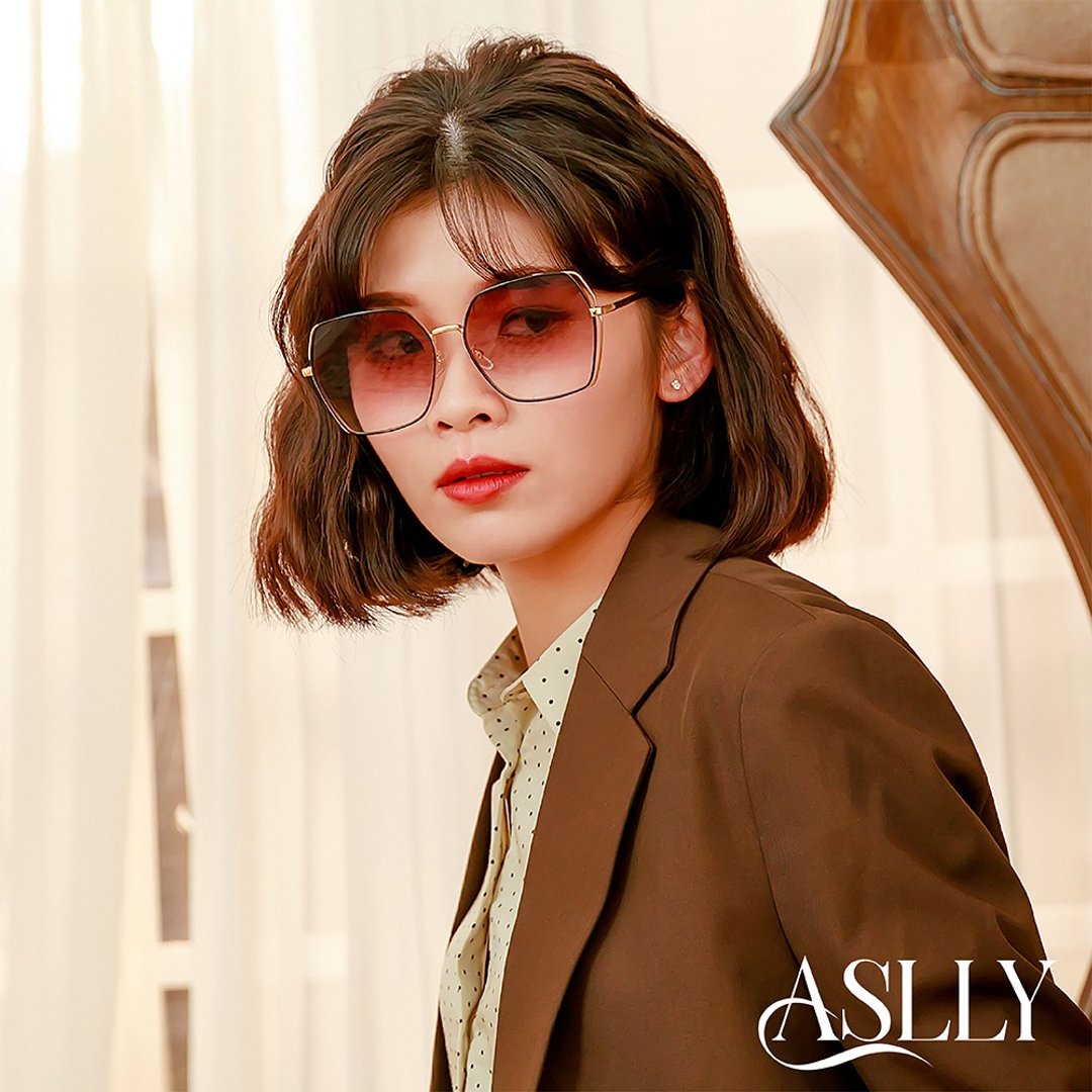 ASLLY 渐层乌龙猫眼墨镜 - 墨镜 - 其他金属 咖啡色