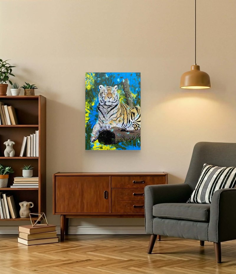 【V432 老虎大人】坦桑尼亚手绘画作，挂画 - 海报/装饰画/版画 - 其他材质 