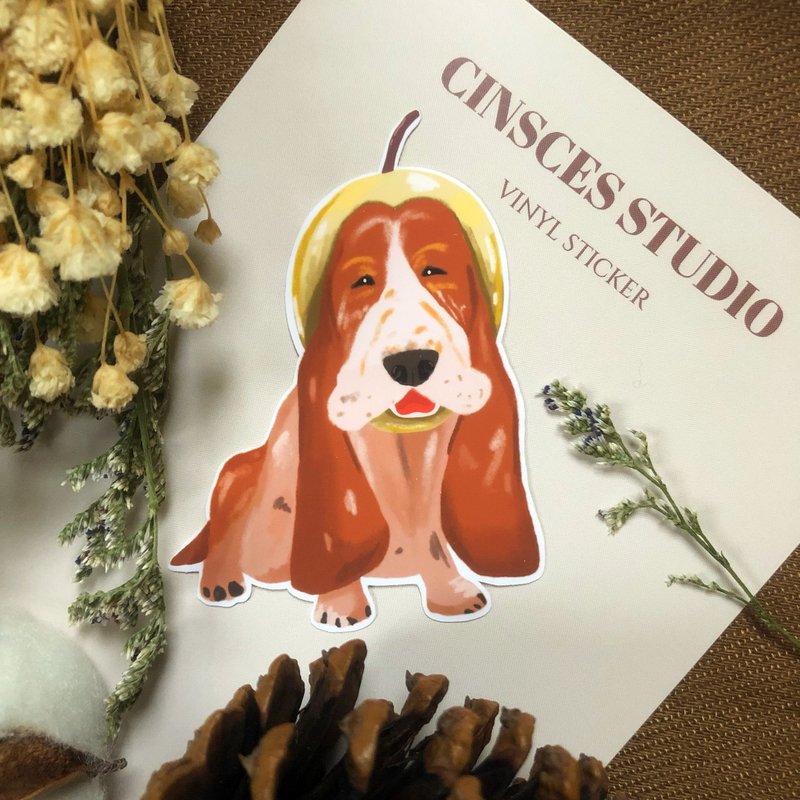 毕业礼物 可爱梨帽猎犬防水贴纸 水壶 笔电 行李箱贴 - 贴纸 - 纸 