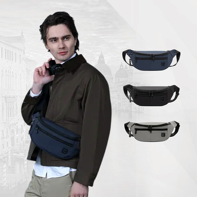 机能斜跨包 腰包 防盗录防泼水 黑色 灰色 蓝色 - 侧背包/斜挎包 - 聚酯纤维 黑色