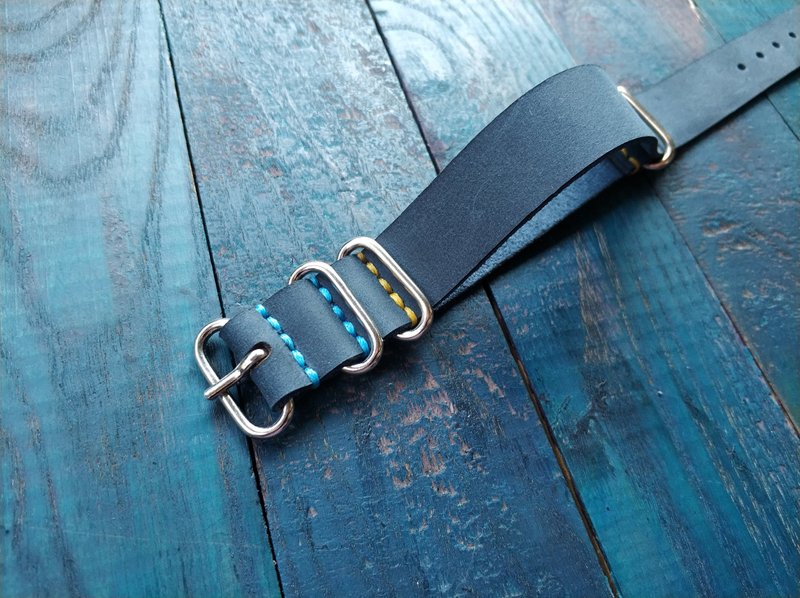 Wrist Band watch strap, leather strap, band, gift, military,18mm, 20mm, 22mm, - 表带 - 真皮 蓝色