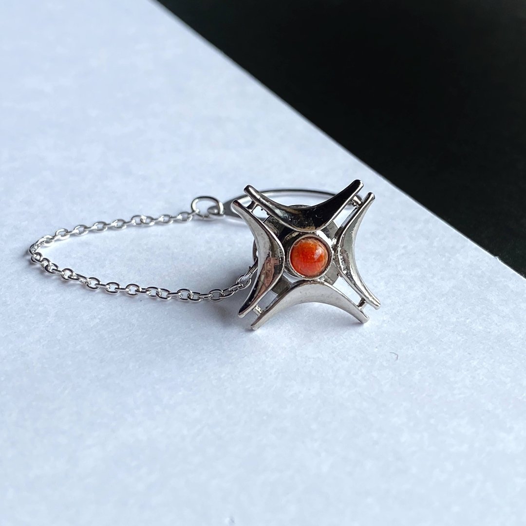 Southern Cross [Apricot] Cloisonne Tie Tack Lapel Pin Pure Silver Cloisonne - 领带/领带夹 - 其他材质 红色