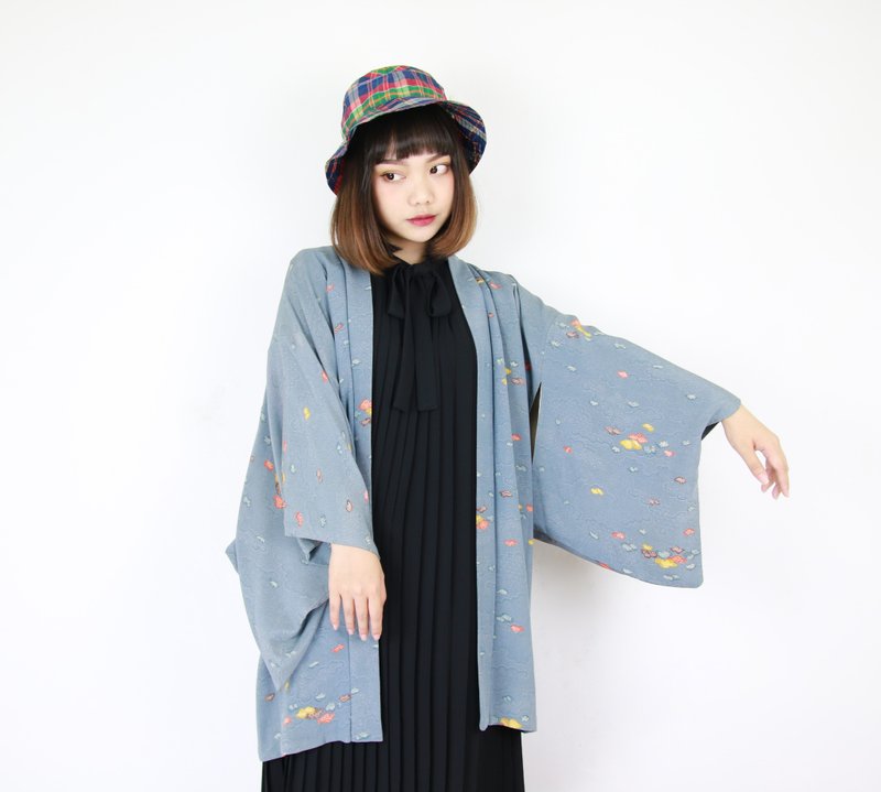 Back to Green::日本带回和服 羽织 钢青蓝 //男女皆可穿// vintage kimono (KC-27) - 女装休闲/机能外套 - 丝．绢 