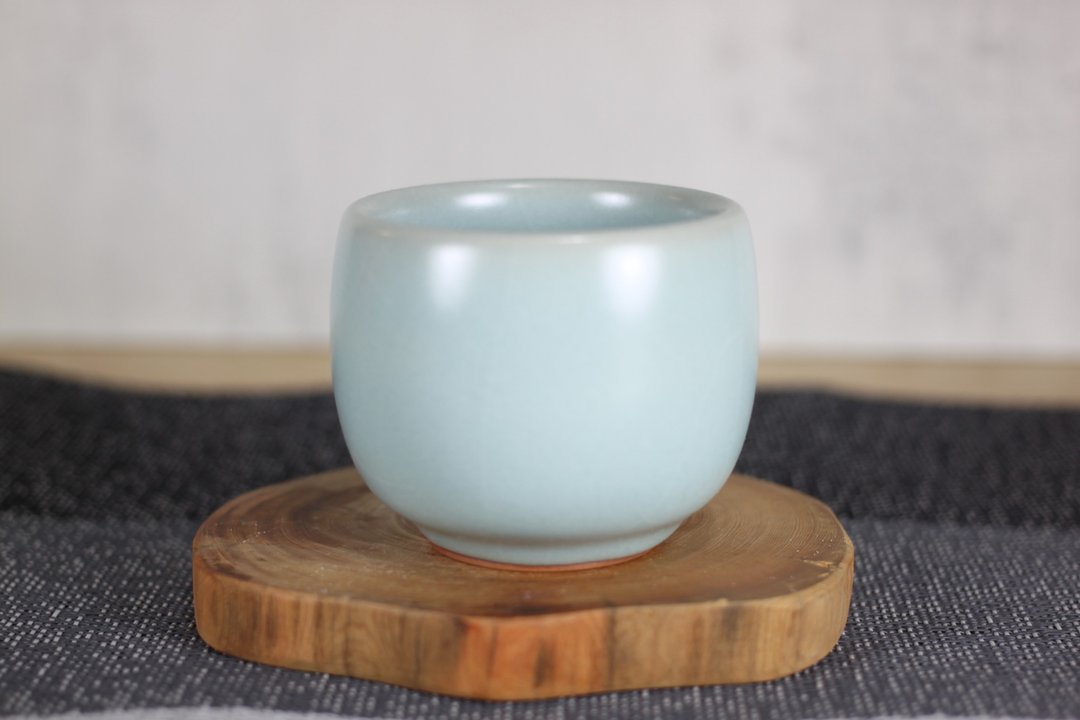 【圣诞礼盒】100ml 天青汝窑 茶杯 手拉坯小杯 名家叶敏祥手作 - 茶具/茶杯 - 瓷 