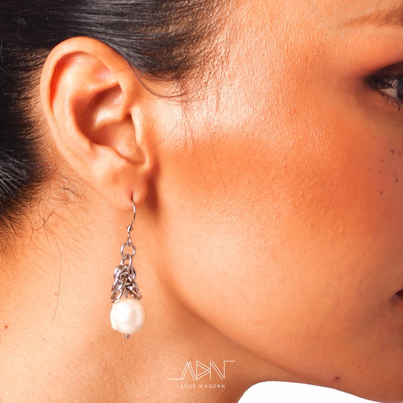 蕾丝耳环2 - 耳环/耳夹 - 不锈钢 银色