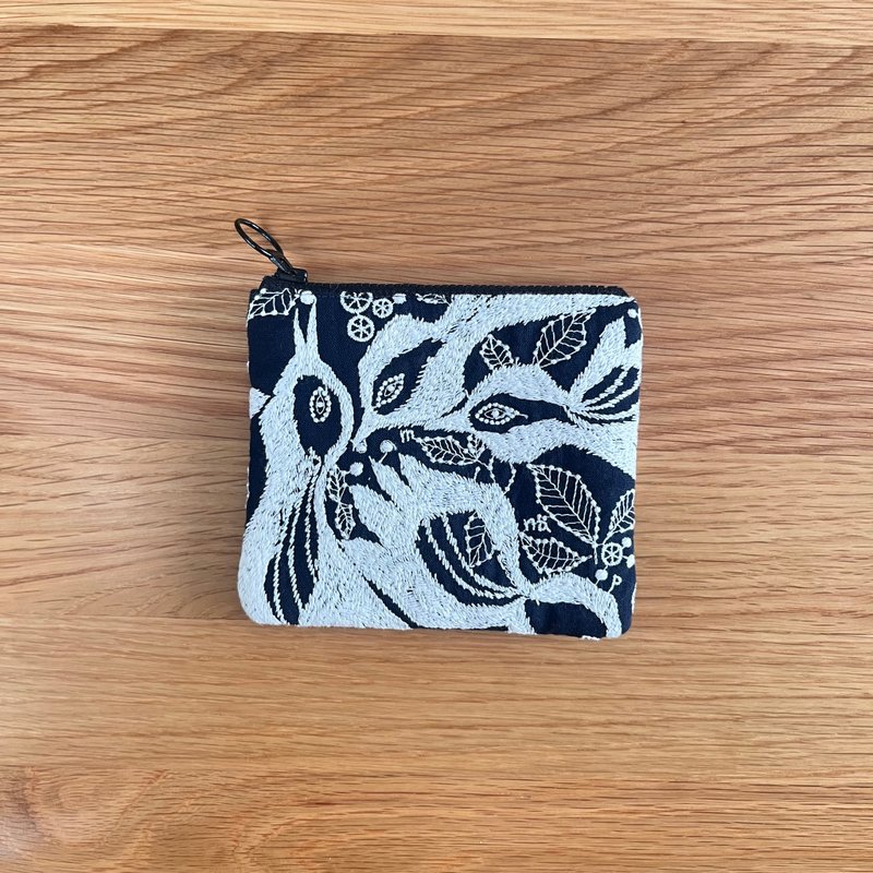 mina perhonen carnival 鸟图案 刺绣 小手拿包 - 化妆包/杂物包 - 棉．麻 蓝色