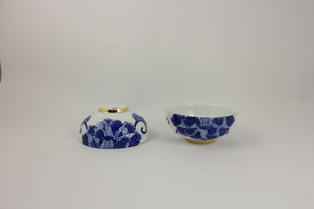 纯手绘茶杯-半朵牡丹对杯(中圆杯)-青花 - 茶具/茶杯 - 瓷 蓝色