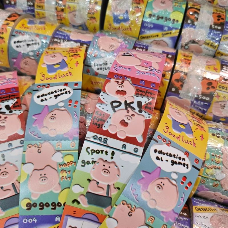 【coloryeah】原创 小猪游戏券 胶带卷 立体风 手帐拼贴 - 纸胶带 - 其他材质 多色
