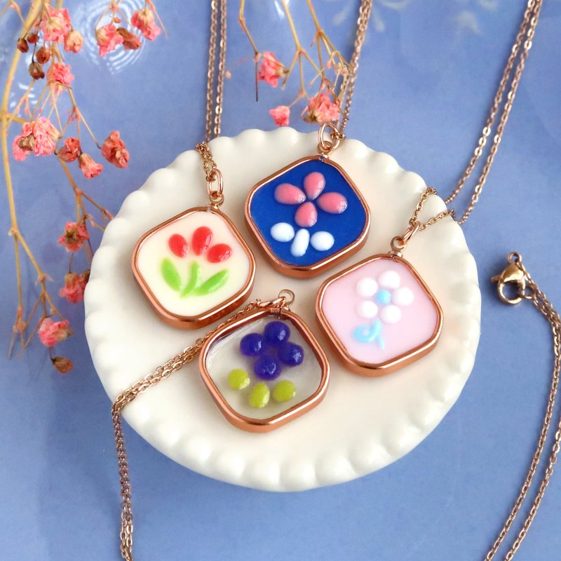 【余白】花砖 项链 - 日本树脂 手作饰品 - 项链 - 树脂 多色