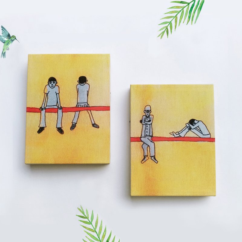 涂鸦图画【定制】大朋友无框画(2幅) 手工亲子礼物 - 画框/相框 - 其他材质 多色