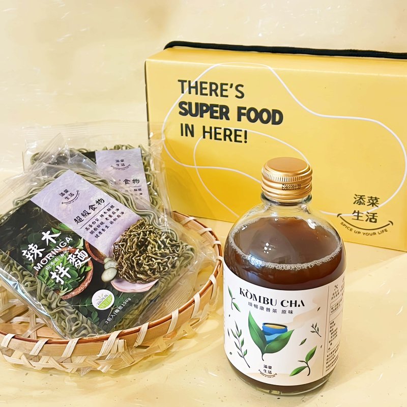 辣木顺畅礼盒|康普茶+辣木椒香拌面组 - 面/面线/米粉 - 其他材质 
