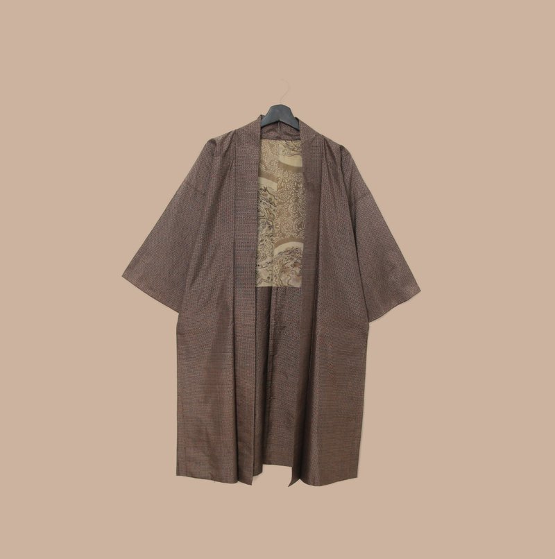 Back to Green-日本带回羽织 环绕图腾 龙M-30/vintage kimono - 女装休闲/机能外套 - 丝．绢 