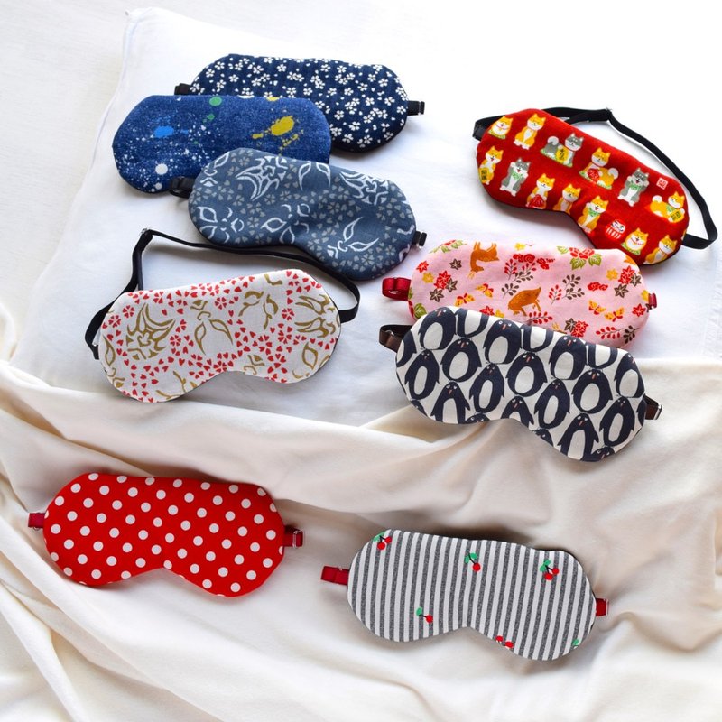 日本眼罩 福袋 /2个眼罩/赠送2个收纳袋/旅游/睡眠 - 眼罩 - 棉．麻 蓝色