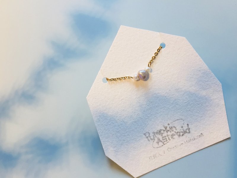 简约百搭 链条 可调节 淡水珍珠 手作戒指 - 戒指 - 树脂 