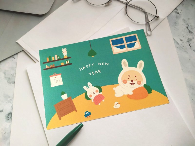 兔兔只想睡觉-贺年卡(明信片) - 卡片/明信片 - 纸 