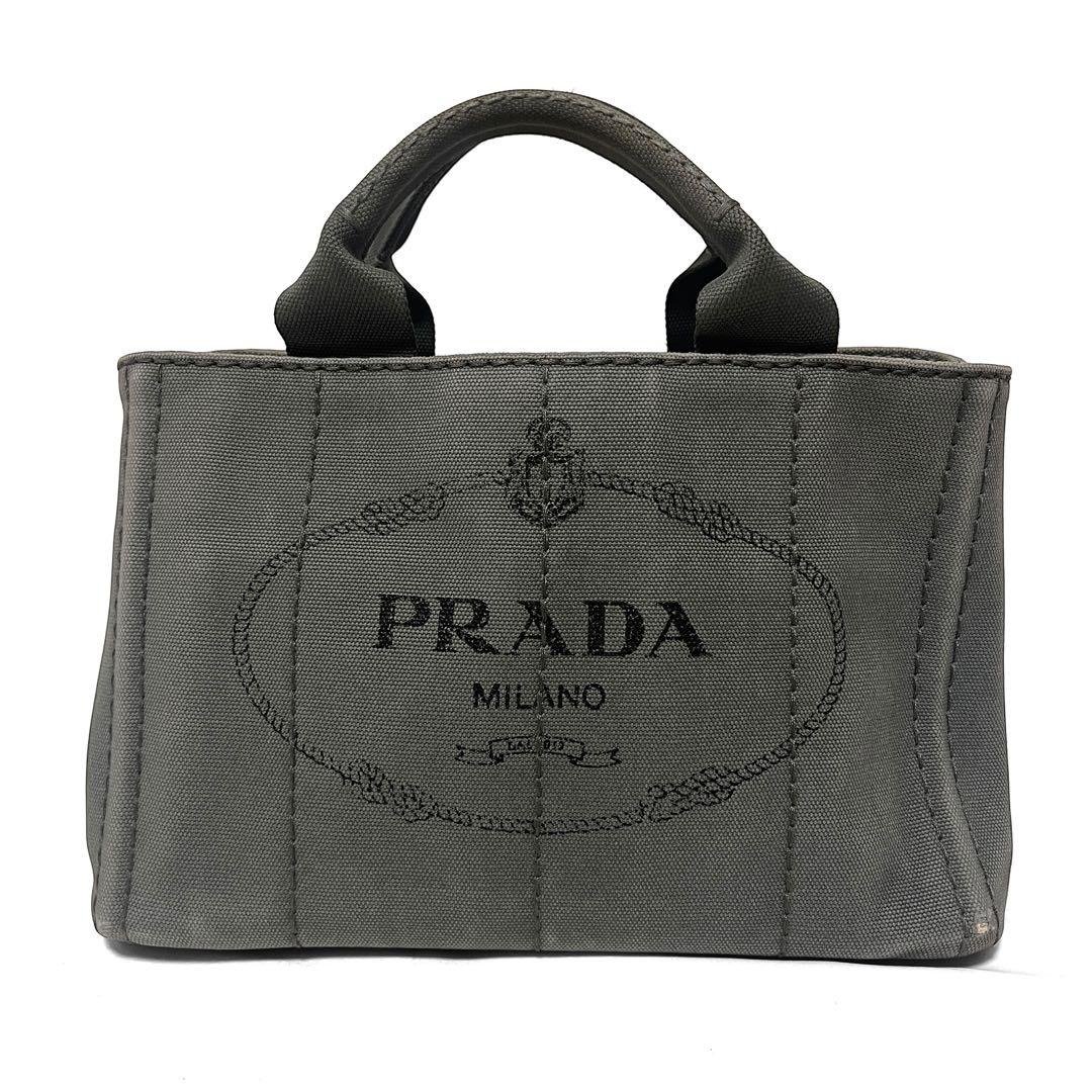 正品 PRADA 普拉达 Canapa 小款 托特包 帆布 灰 银 1BG439 日本直送 - 手提包/手提袋 - 其他材质 