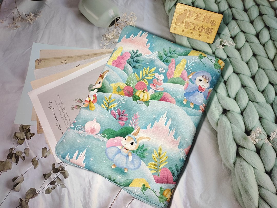 彩色喷墨-蒂芬妮绿灰姑娘仙侣奇缘兔防轻拨水牛津布拉链书衣预购 - 书衣/书套 - 棉 